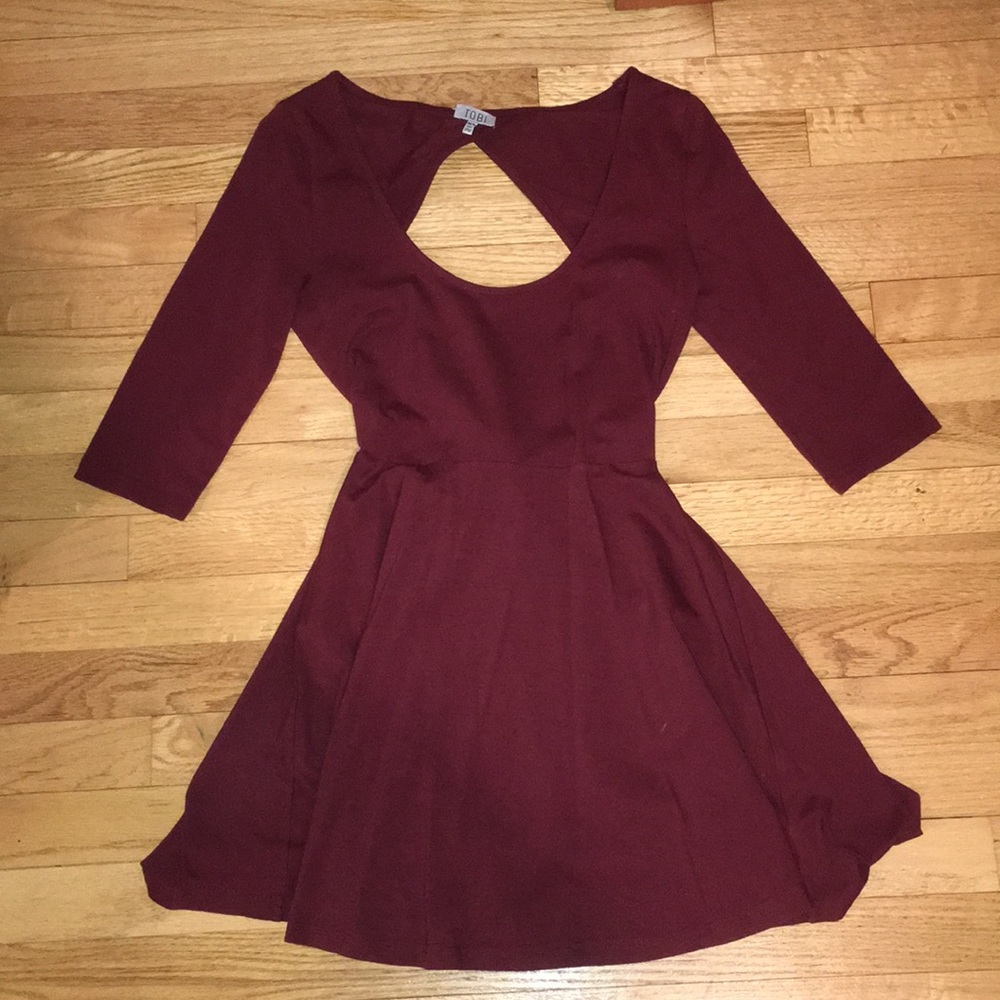 Burgundy Dress with Bow in the back
